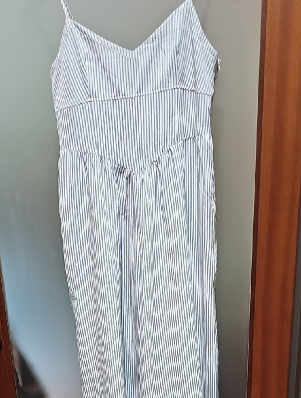 ee:some Blue & White Striped Spaghetti Strap Jumpsuit